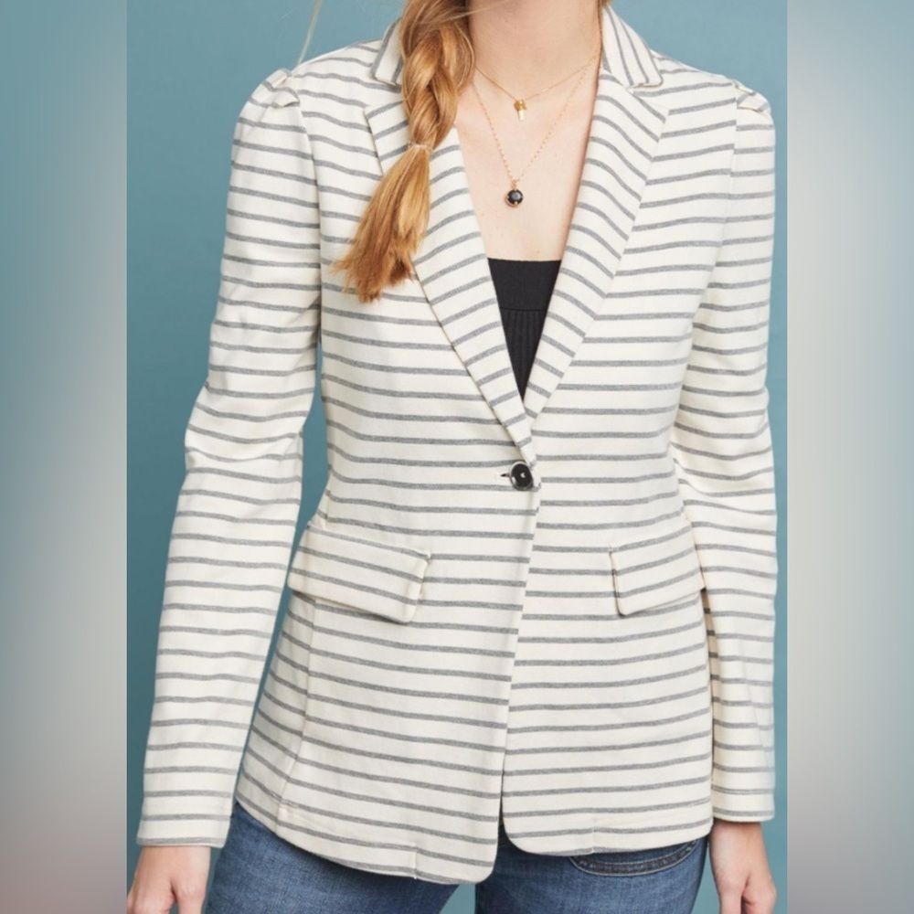 Anthropologie One-button Stretch Blazer size L